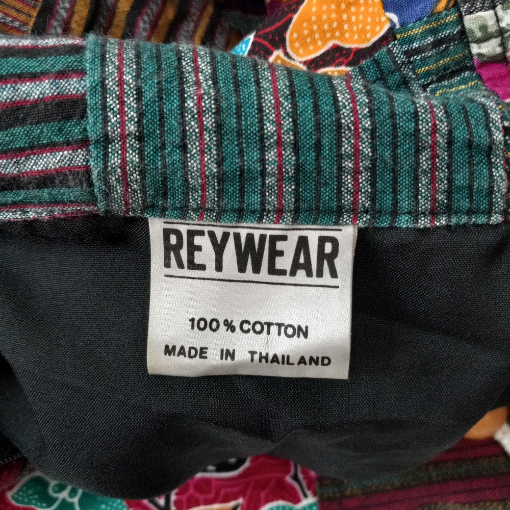 Vintage Rey Wear Patchwork Baja Boho Hippie Hoodie - Picture 6 of 8